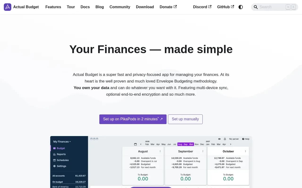 The Actual Budget website