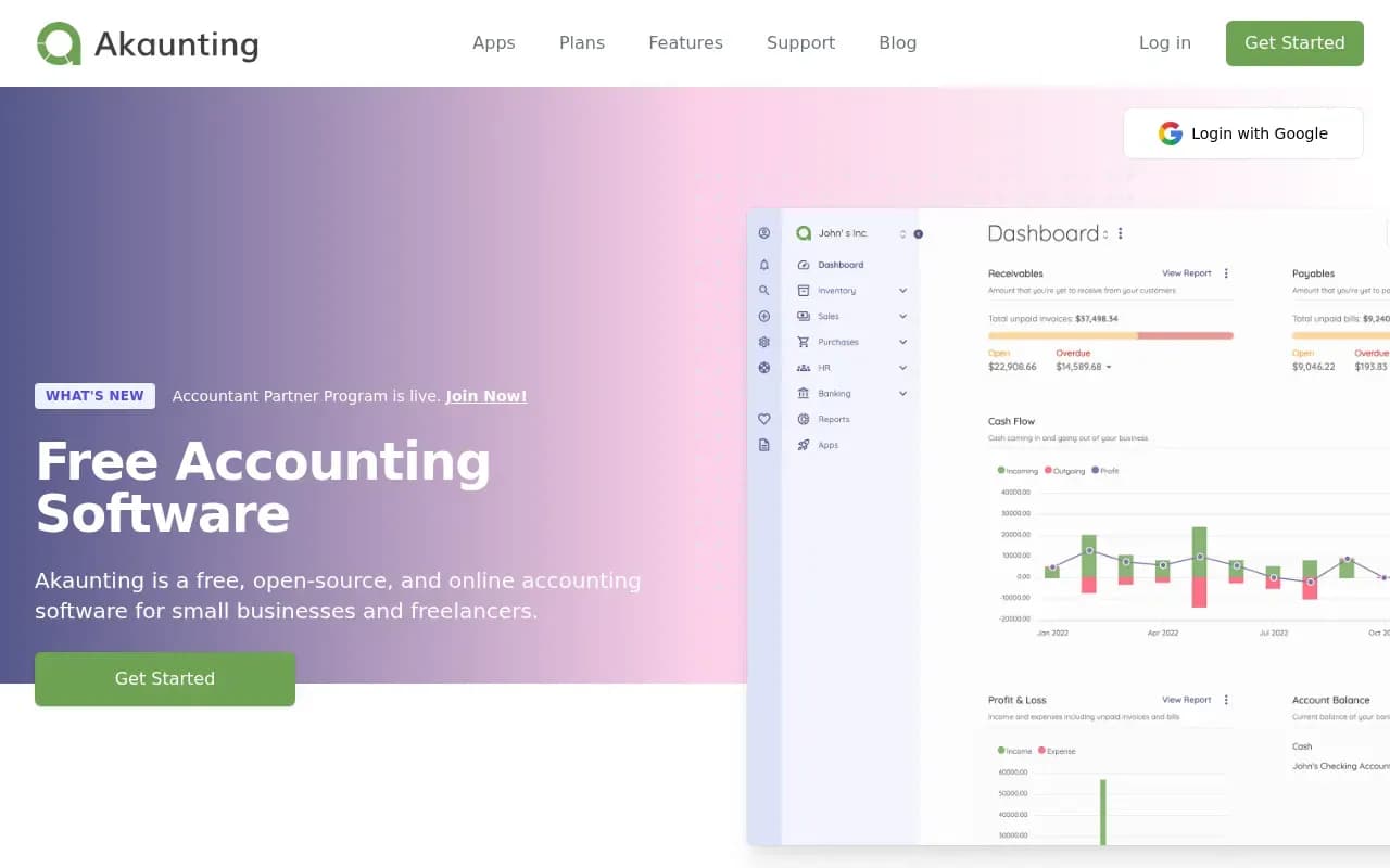 The Akaunting website