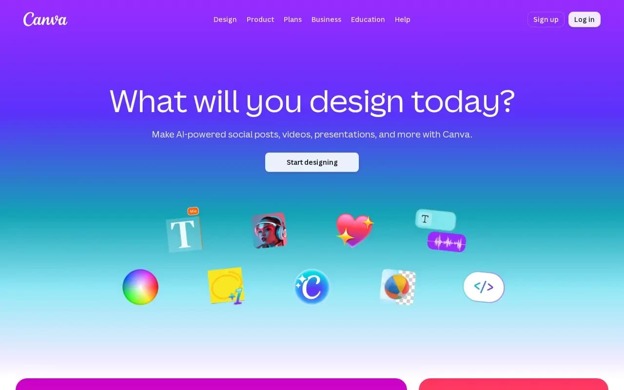 The Canva website