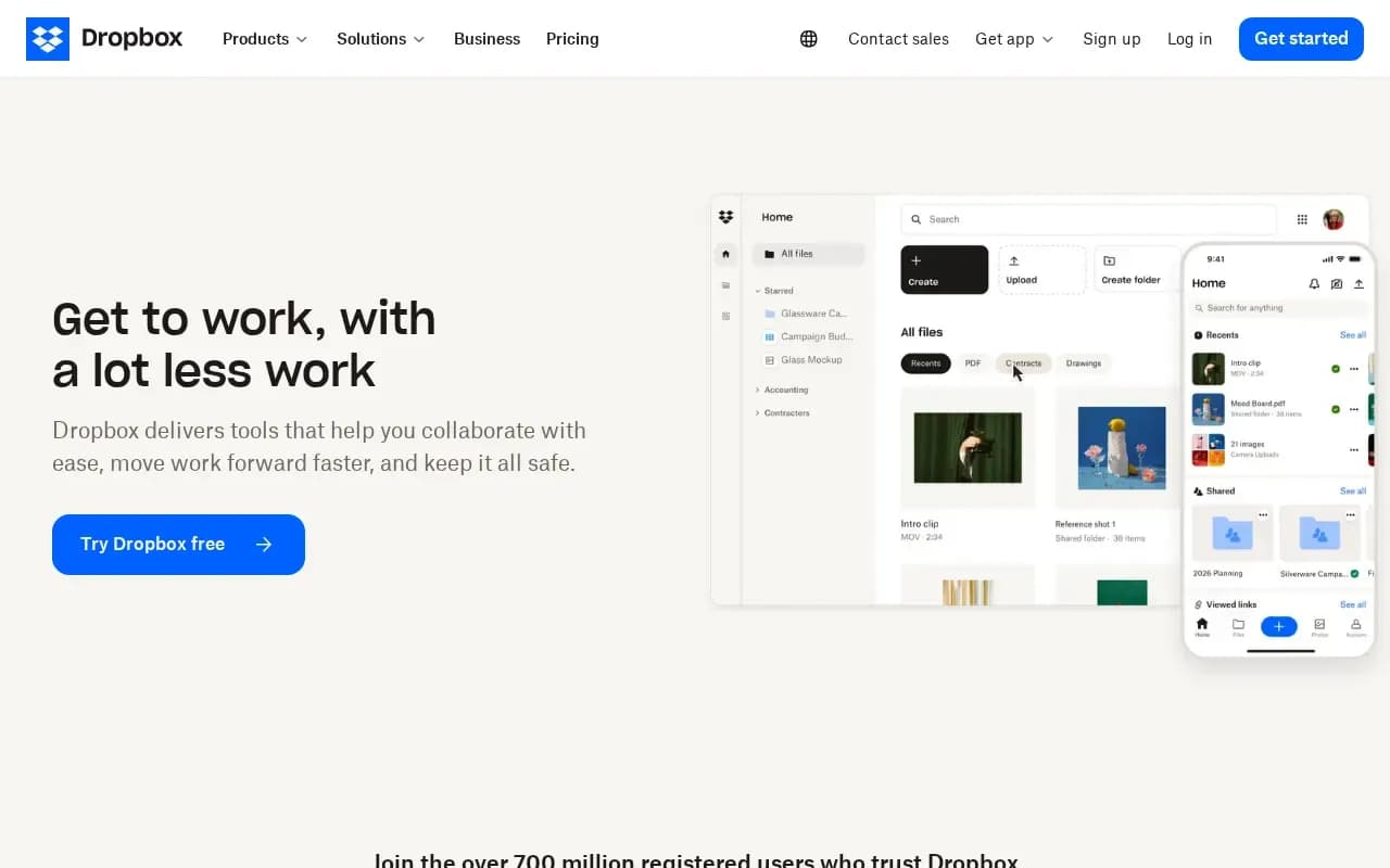 The Dropbox website