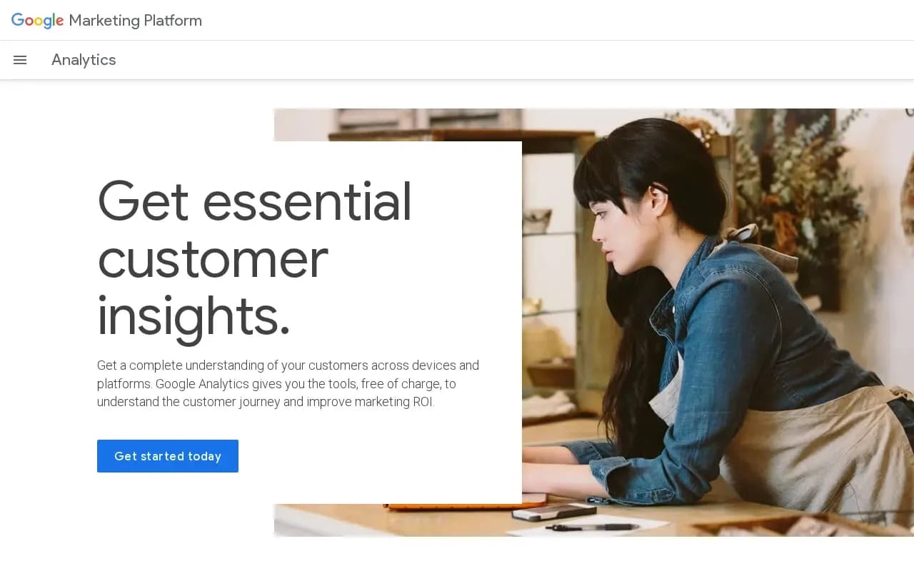 The Google Analytics website