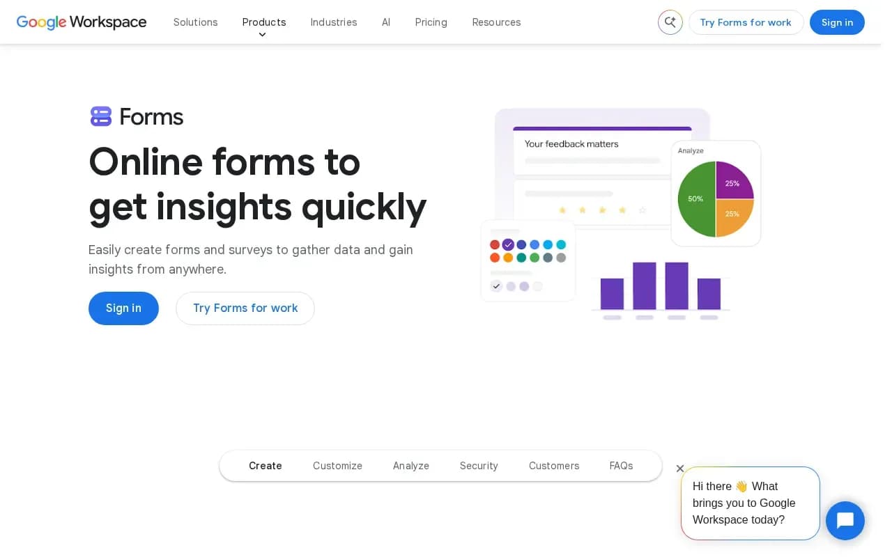 The Google Forms website