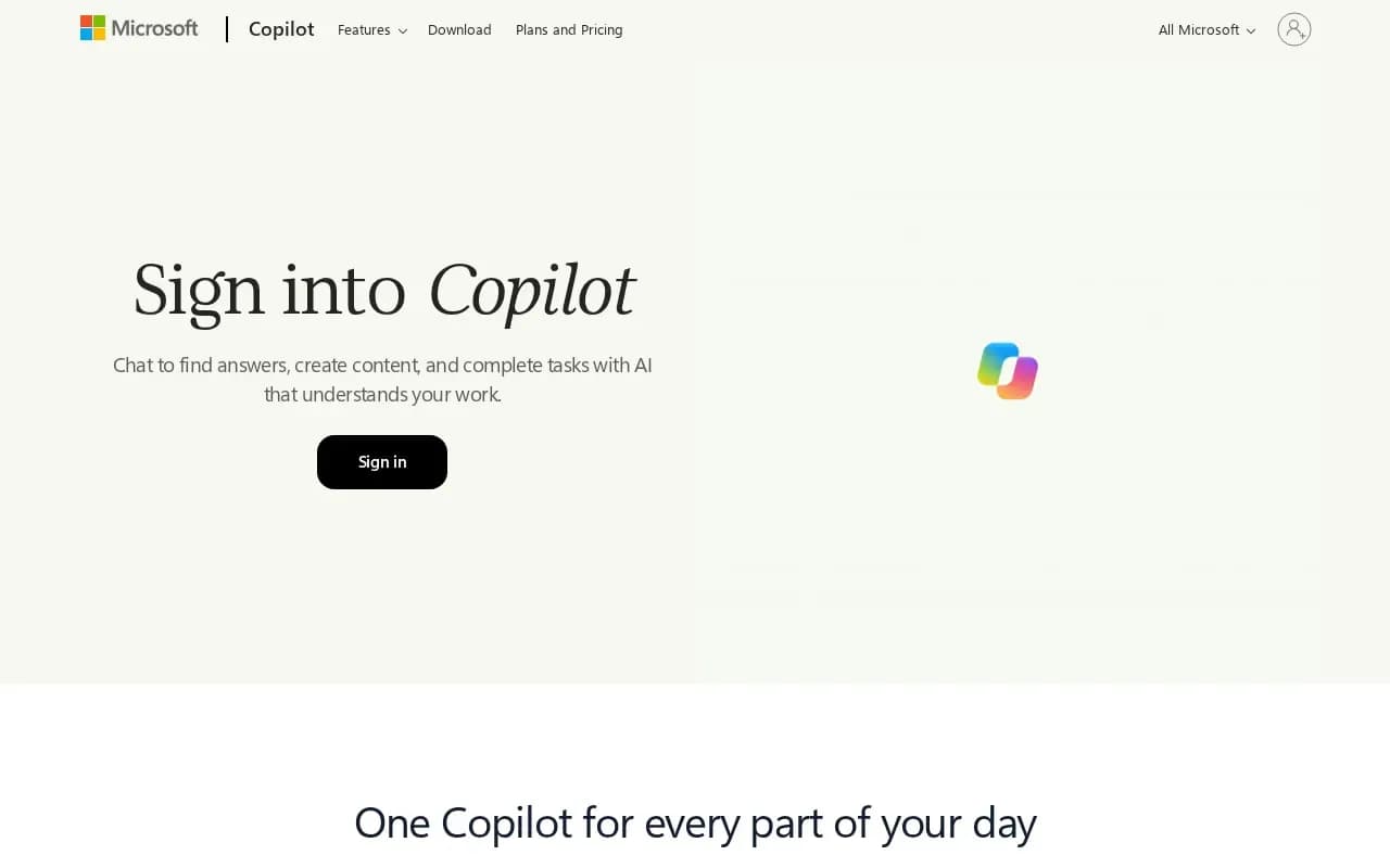 The Microsoft Copilot website