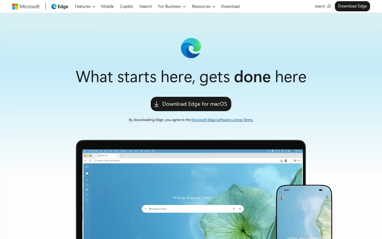 The Microsoft Edge website