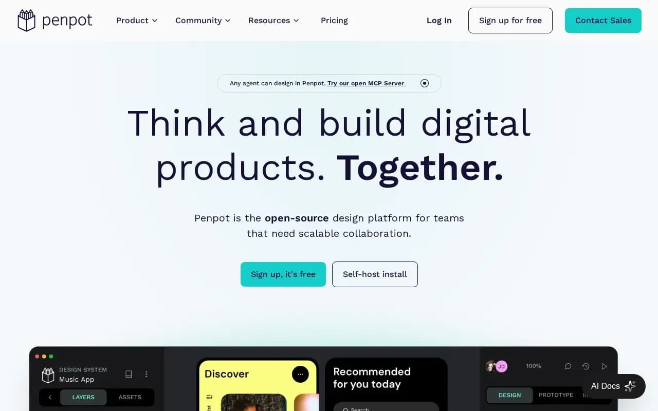 The Penpot website