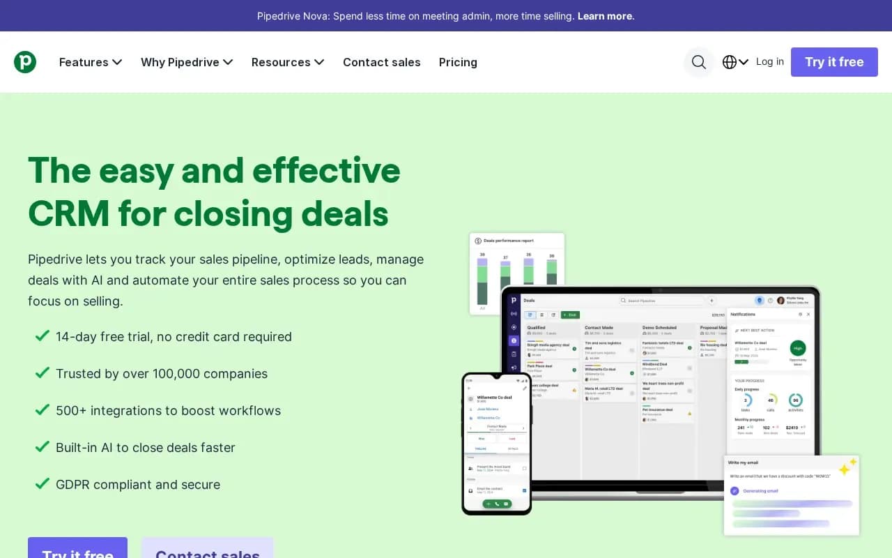 The Pipedrive website