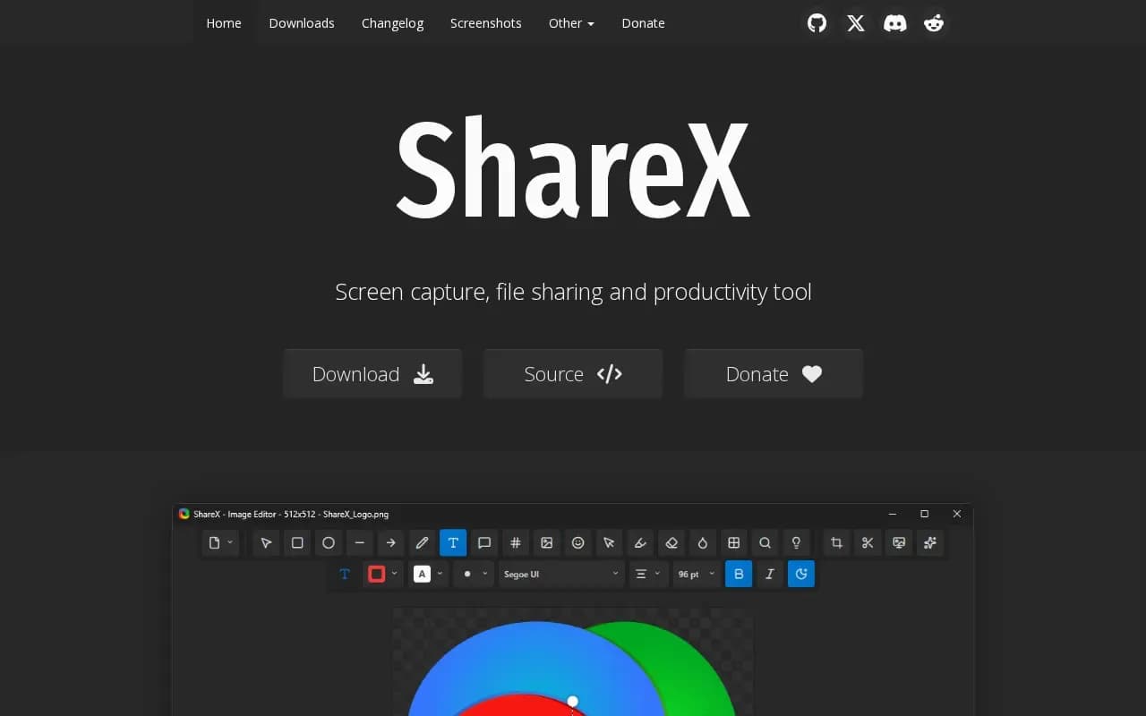 The ShareX website
