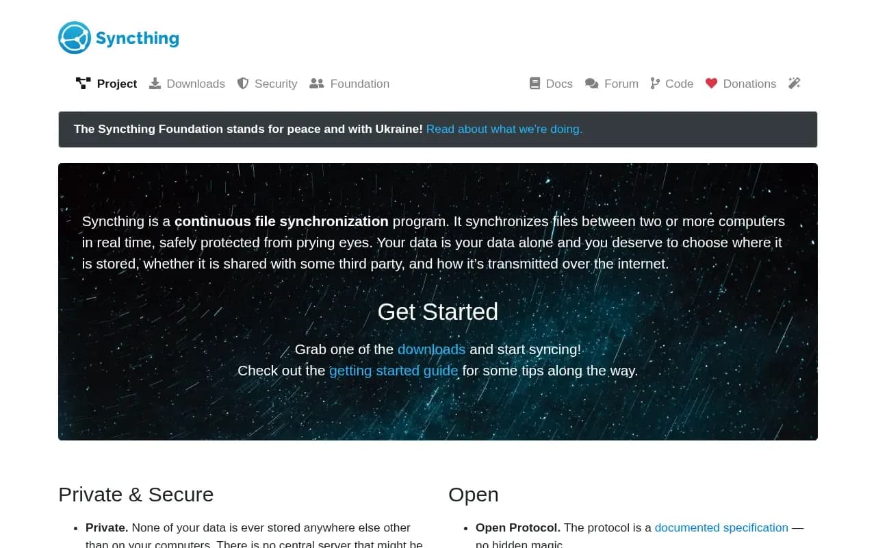 The Syncthing website