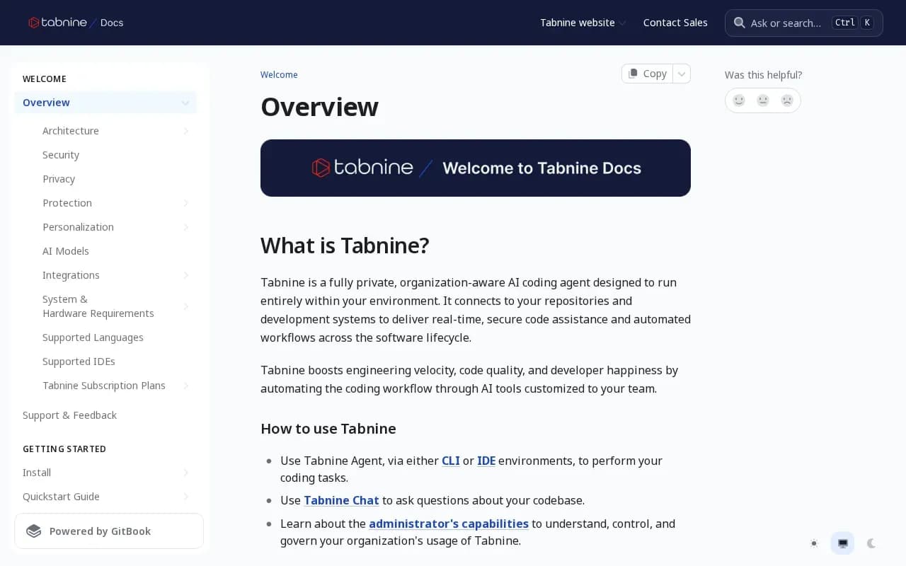 The Tabnine website