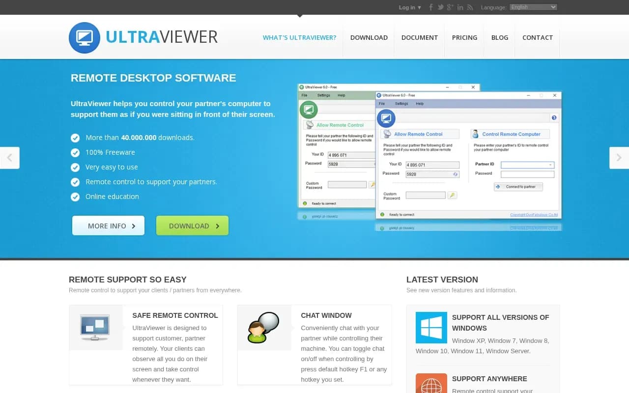 The UltraViewer website