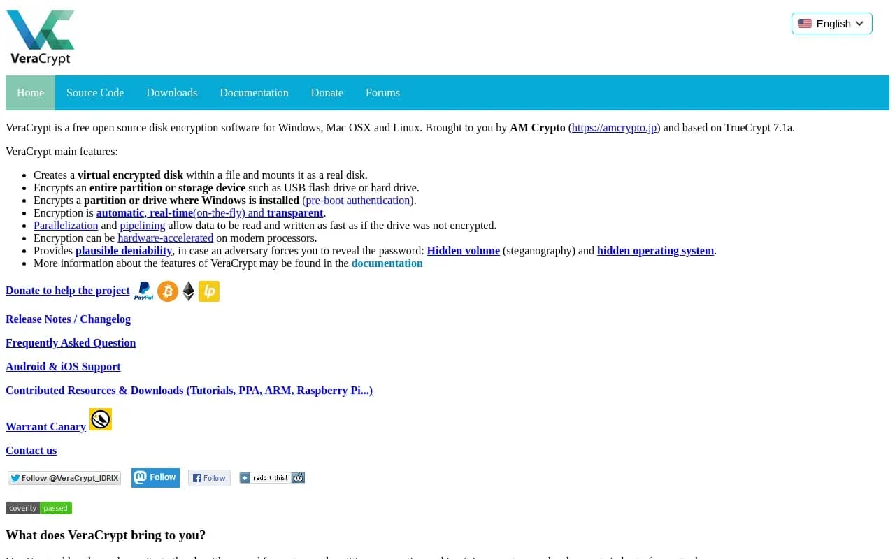 The VeraCrypt website