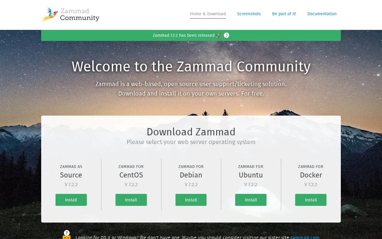 The Zammad website