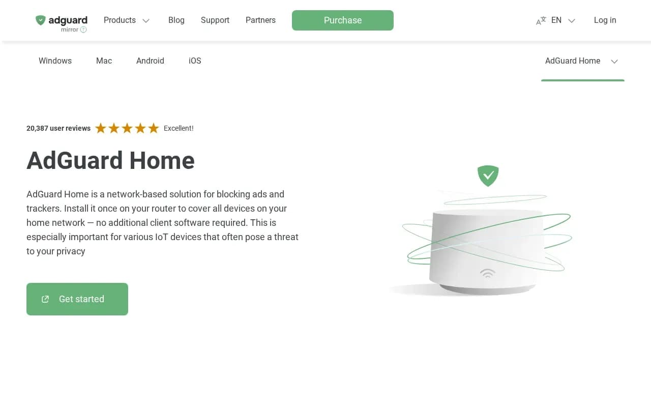 The AdGuard Home website