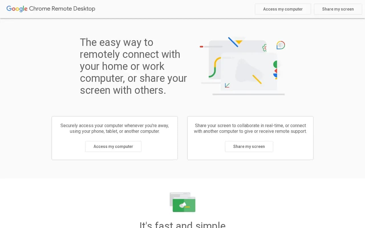 The Chrome Remote Desktop website