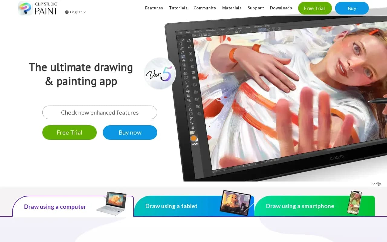 The Clip Studio Paint website