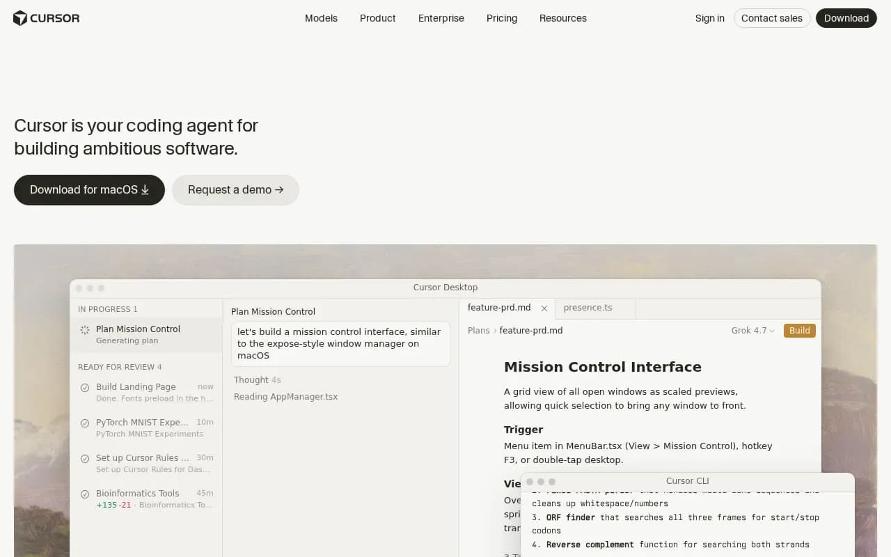 The Cursor website
