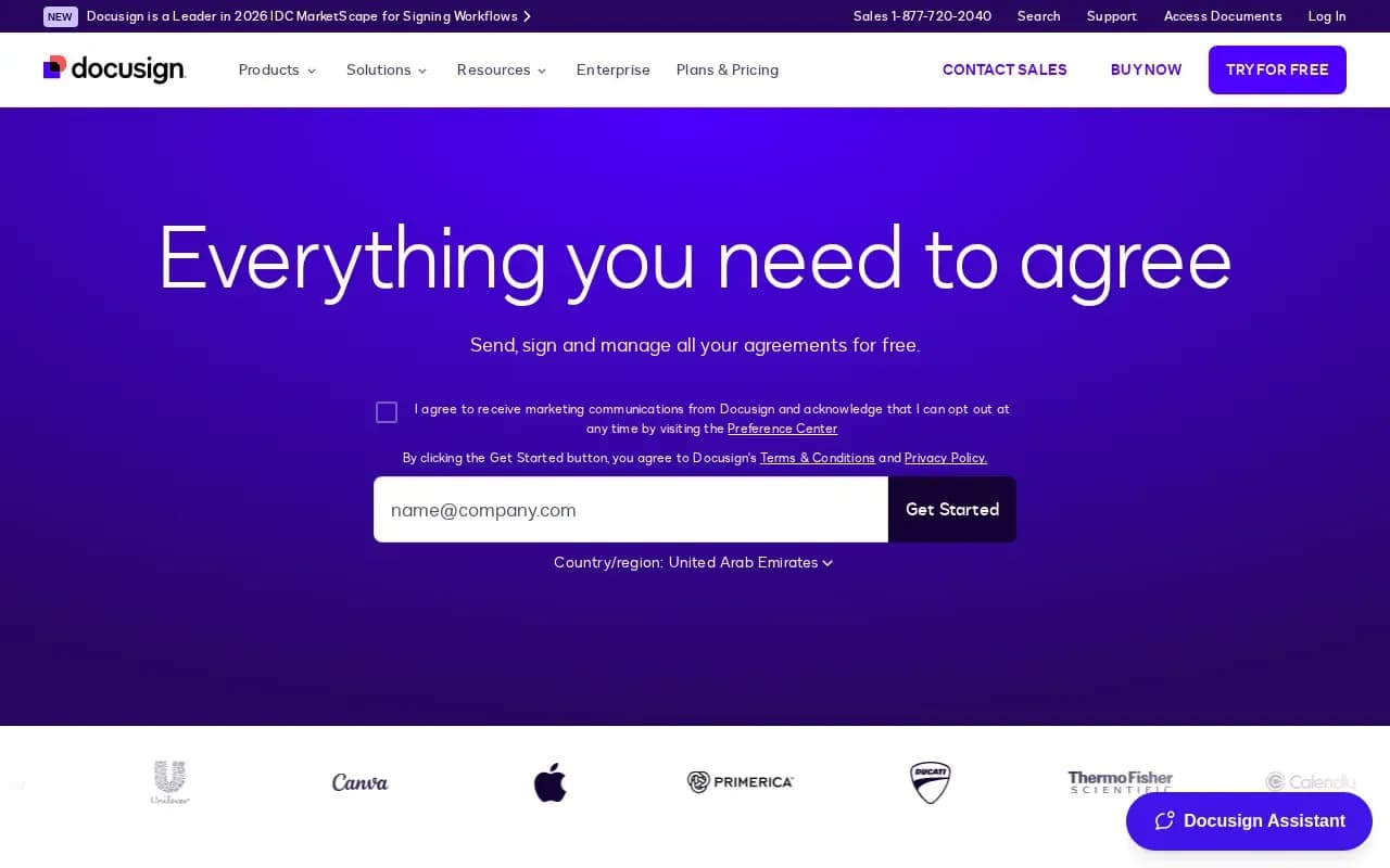 The Docusign website