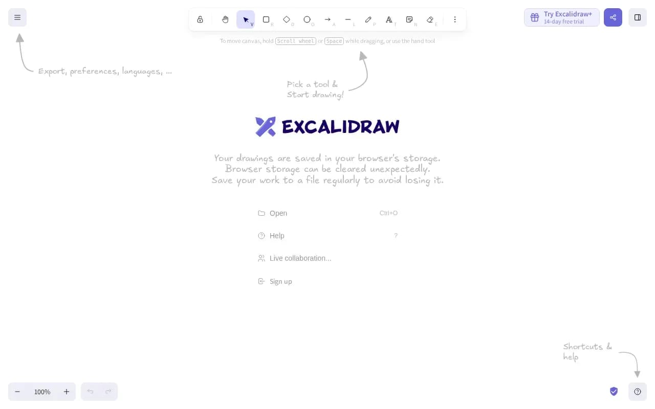 The Excalidraw website