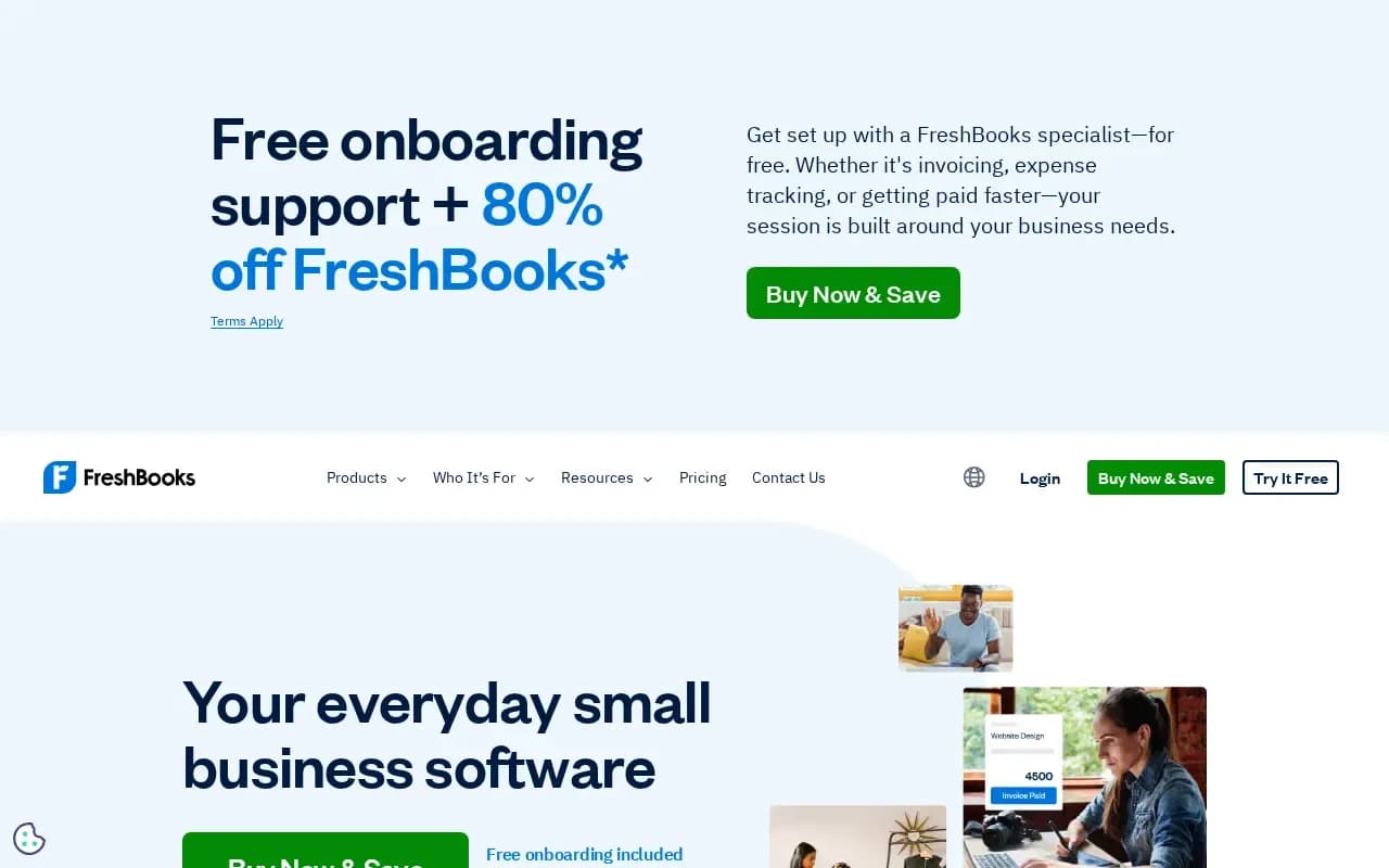 The FreshBooks website