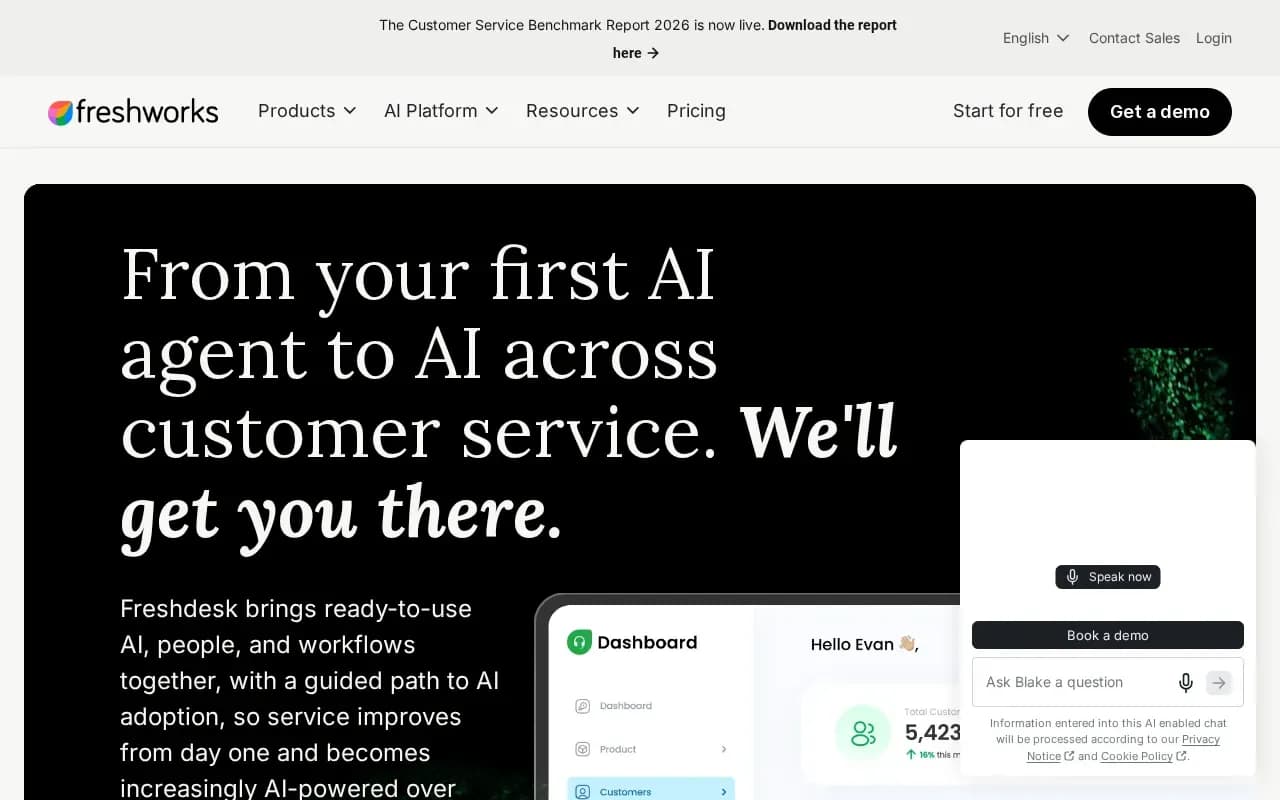 The Freshdesk website