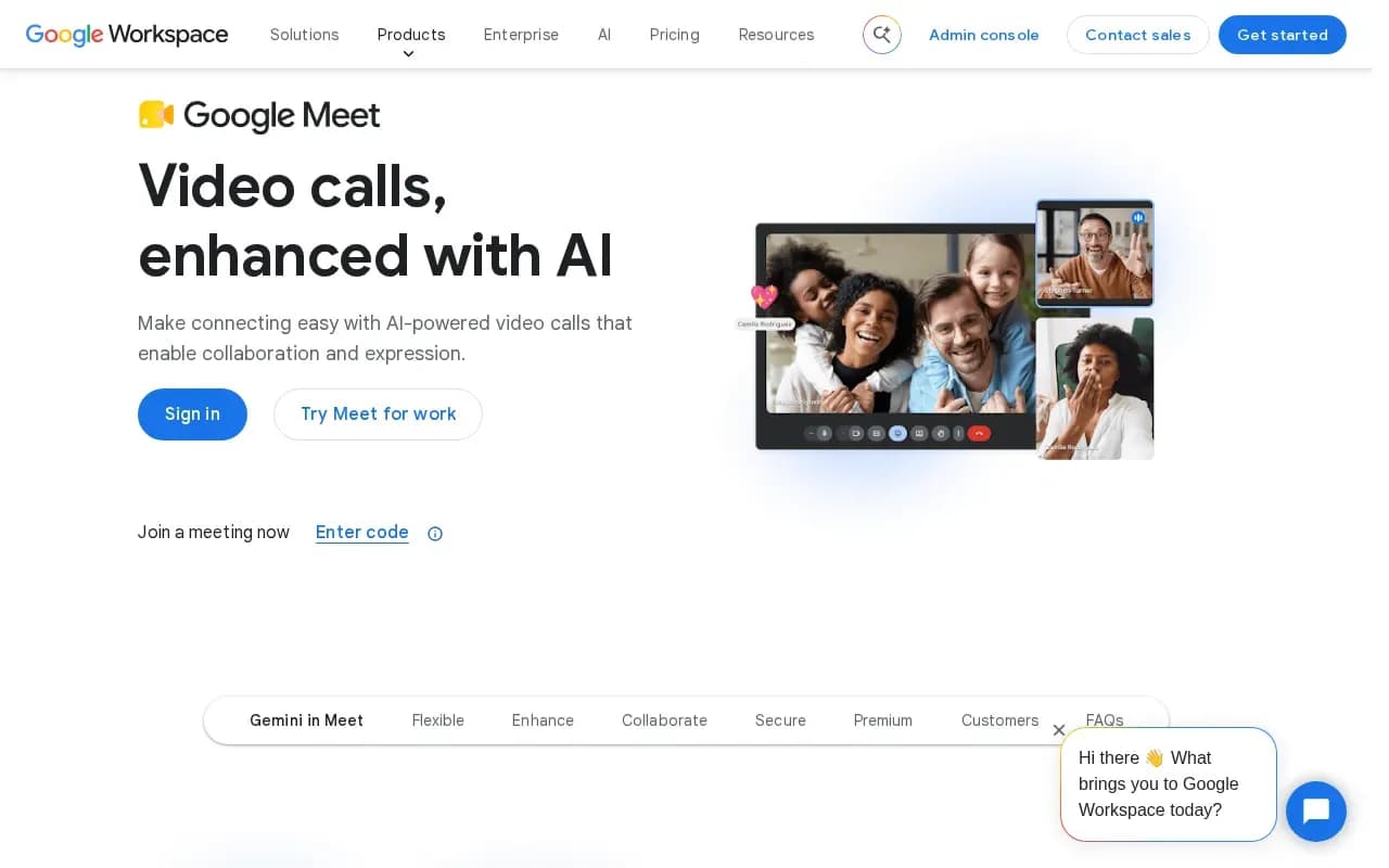 The Google Meet website