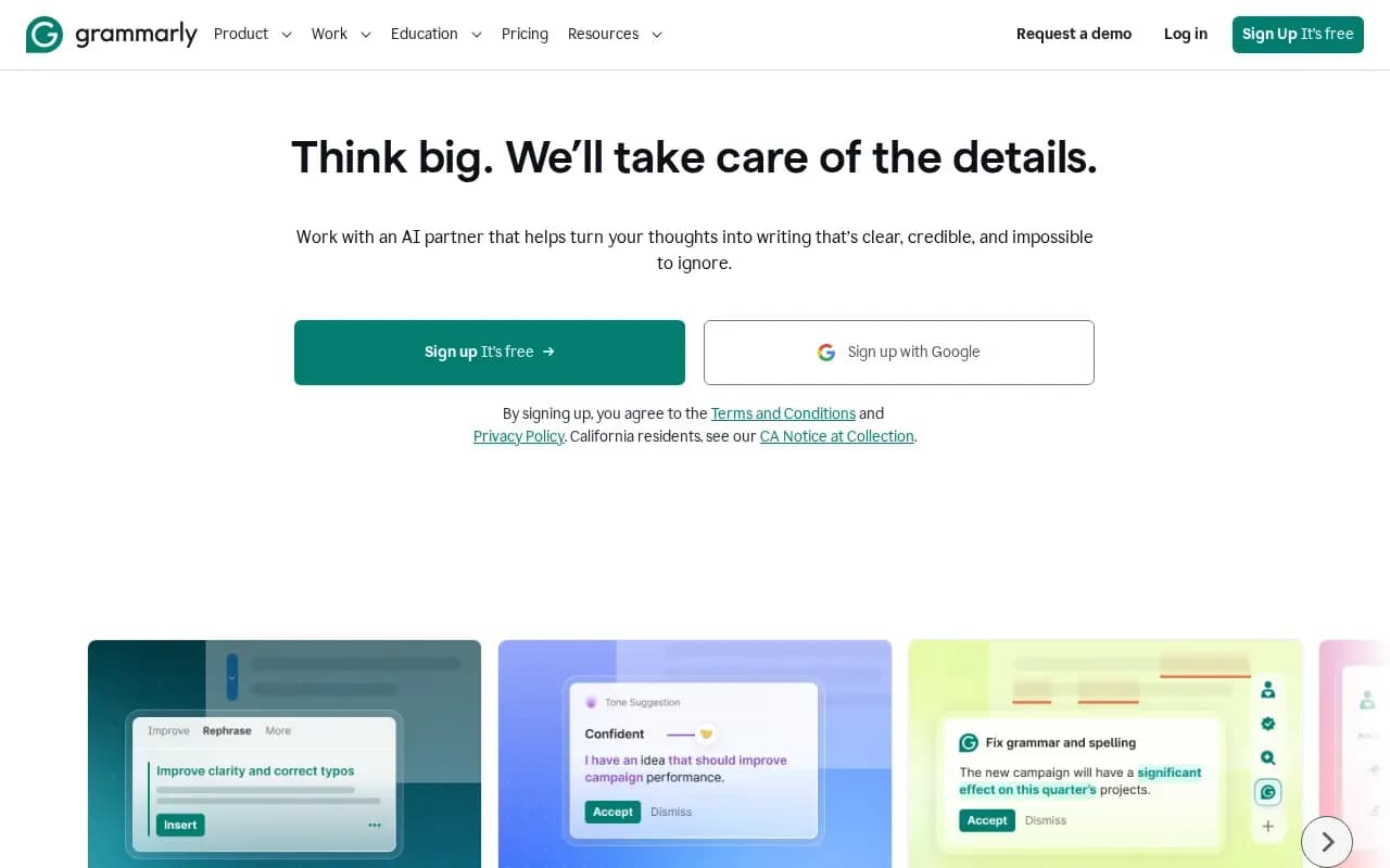 The Grammarly website