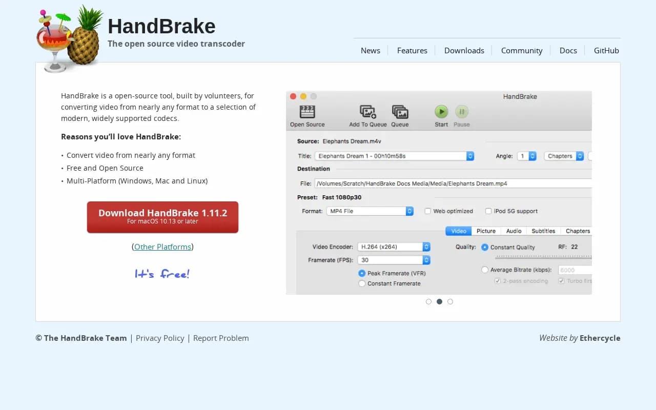 The HandBrake website