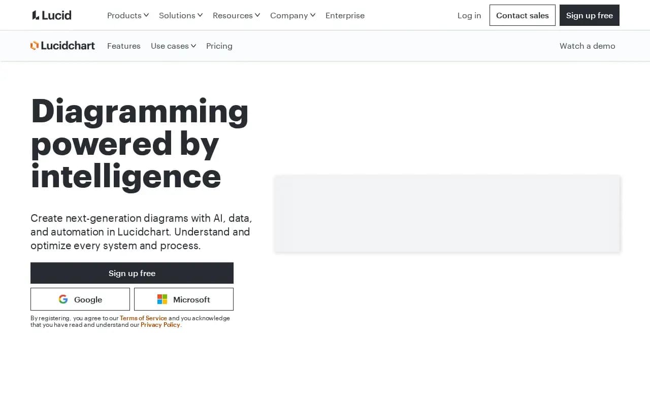 The Lucidchart website