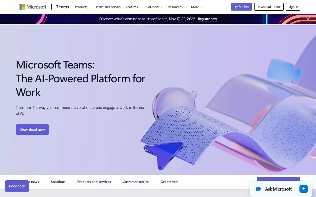 The Microsoft Teams website