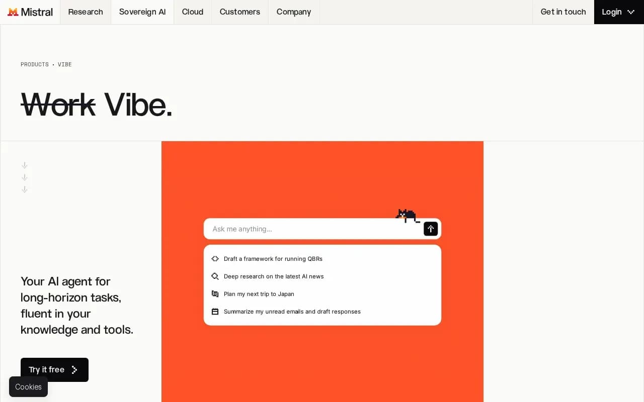 The Le Chat (now Mistral Vibe) website