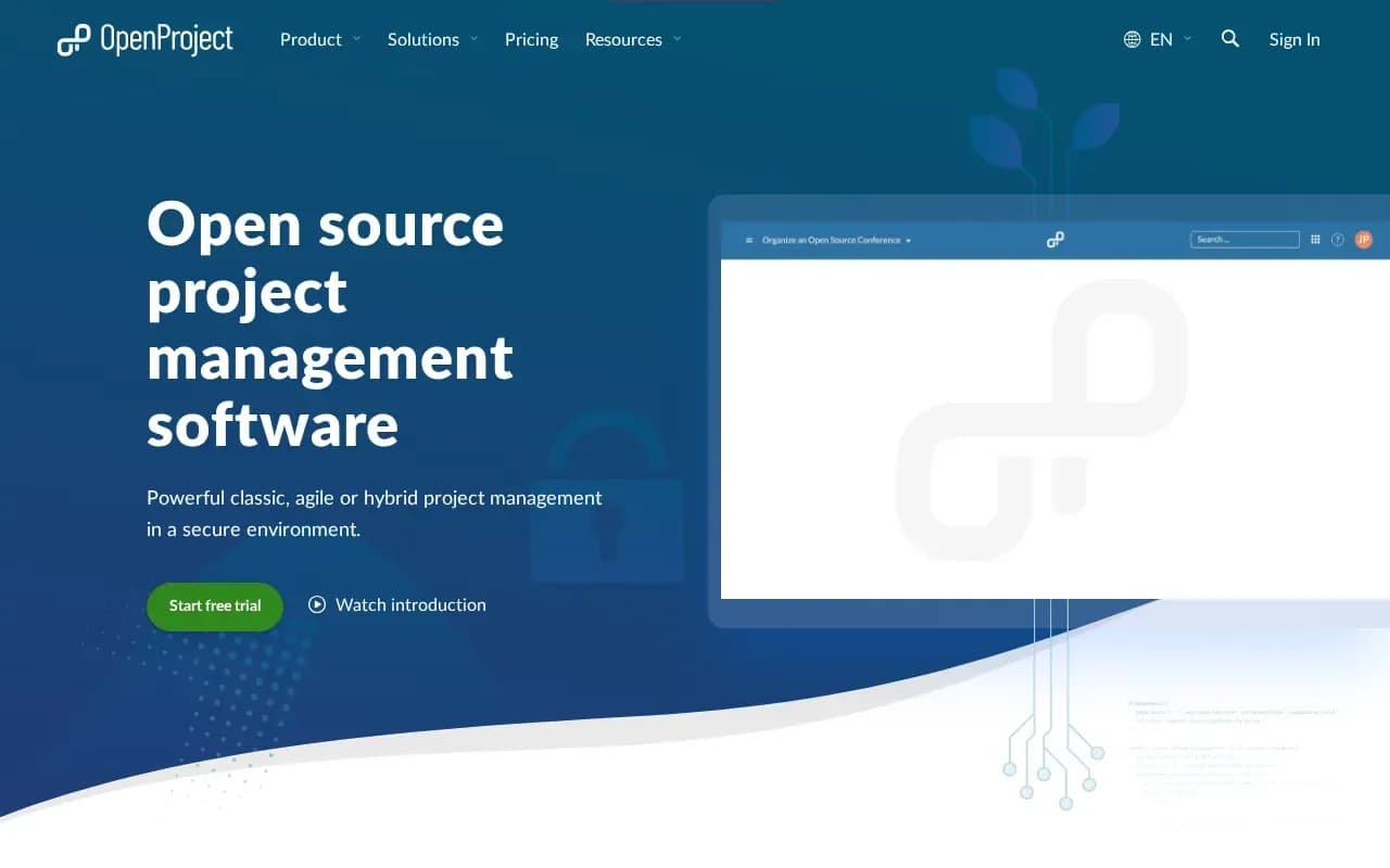 The OpenProject website