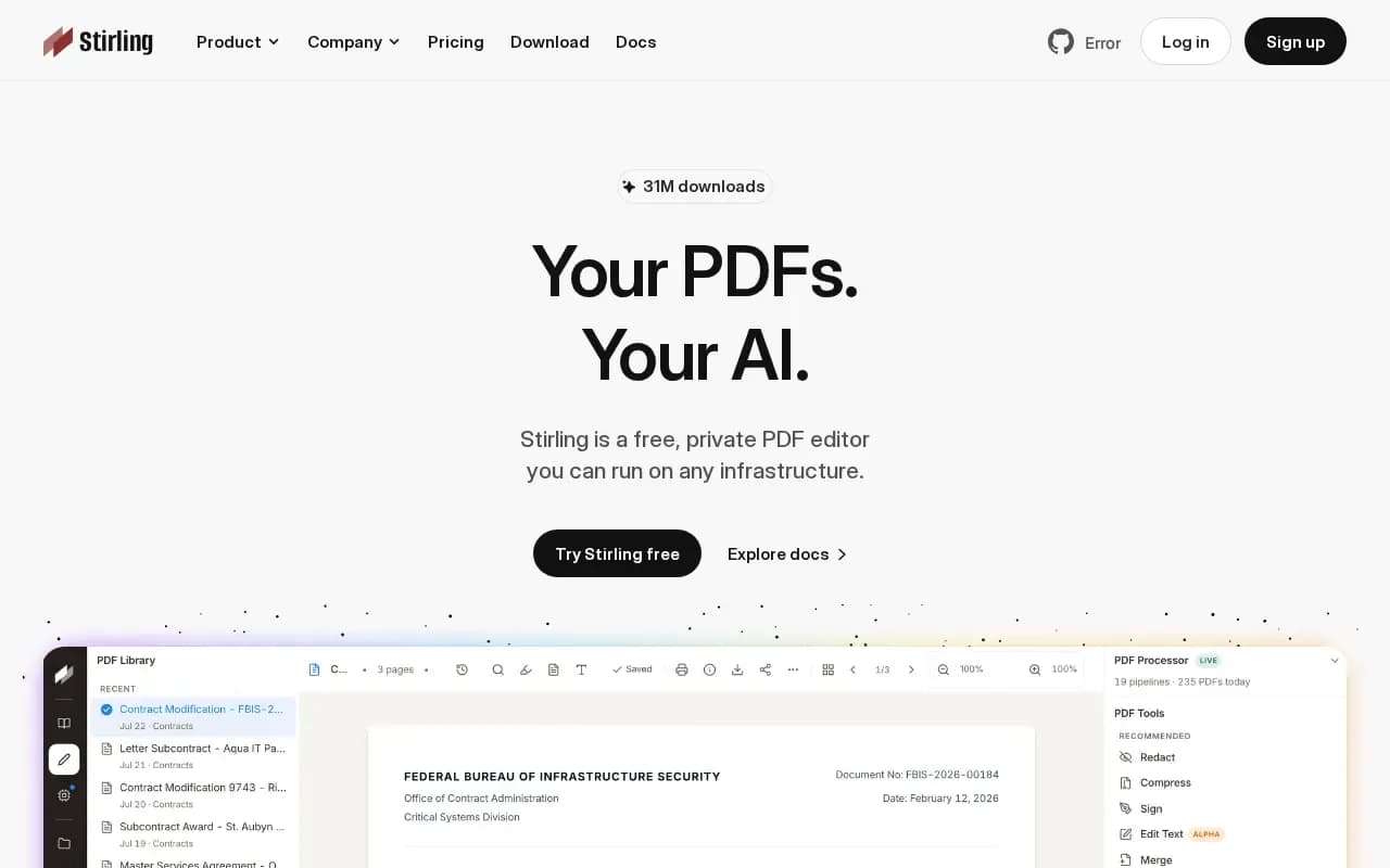 The Stirling-PDF website