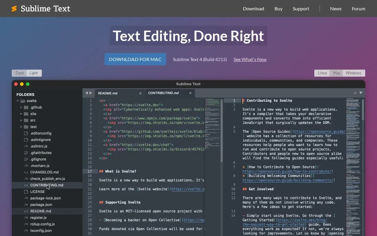 The Sublime Text website
