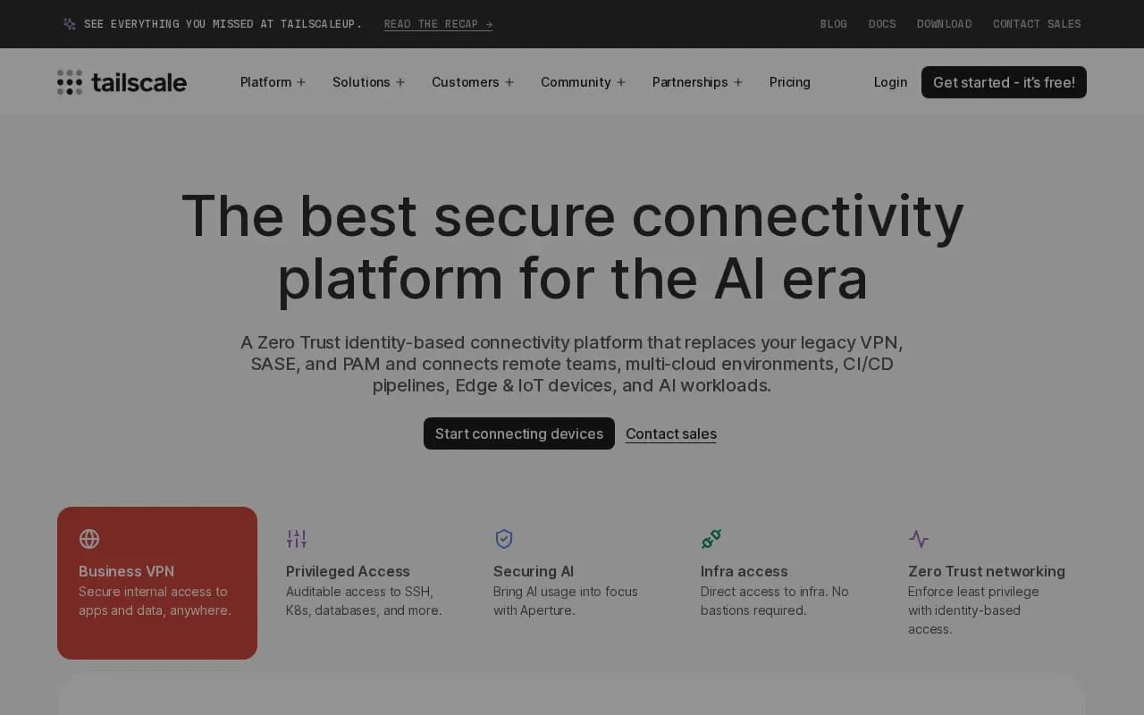 The Tailscale website