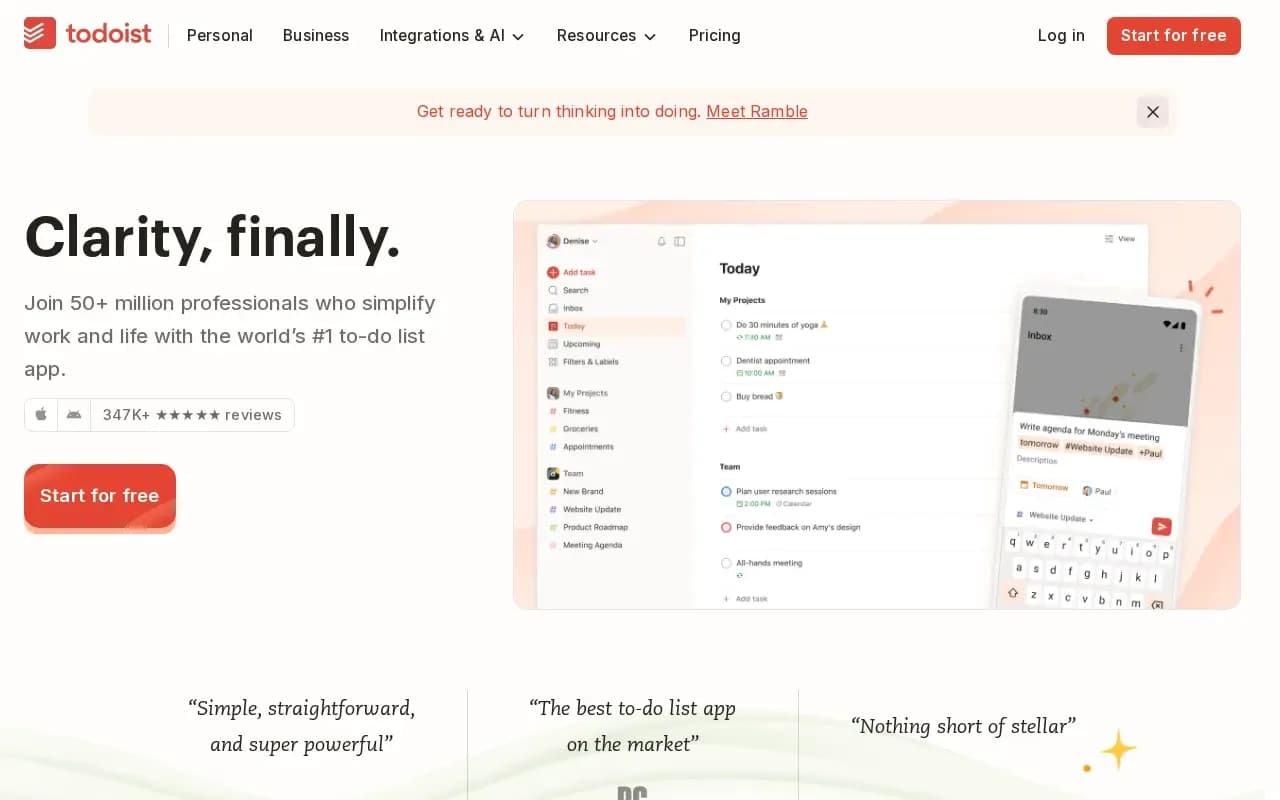 The Todoist website