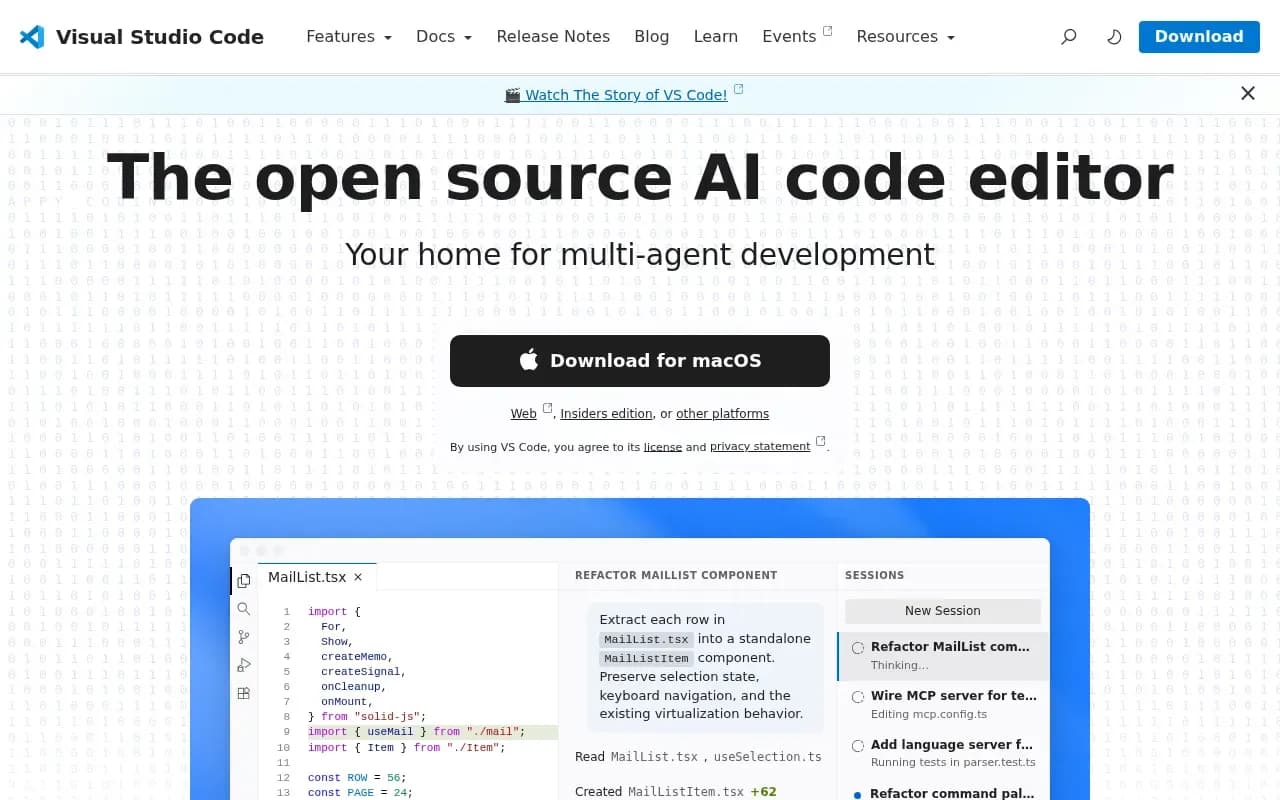 The Visual Studio Code website
