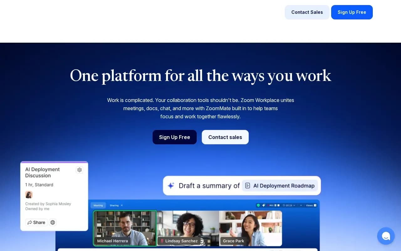 The Zoom Workplace website