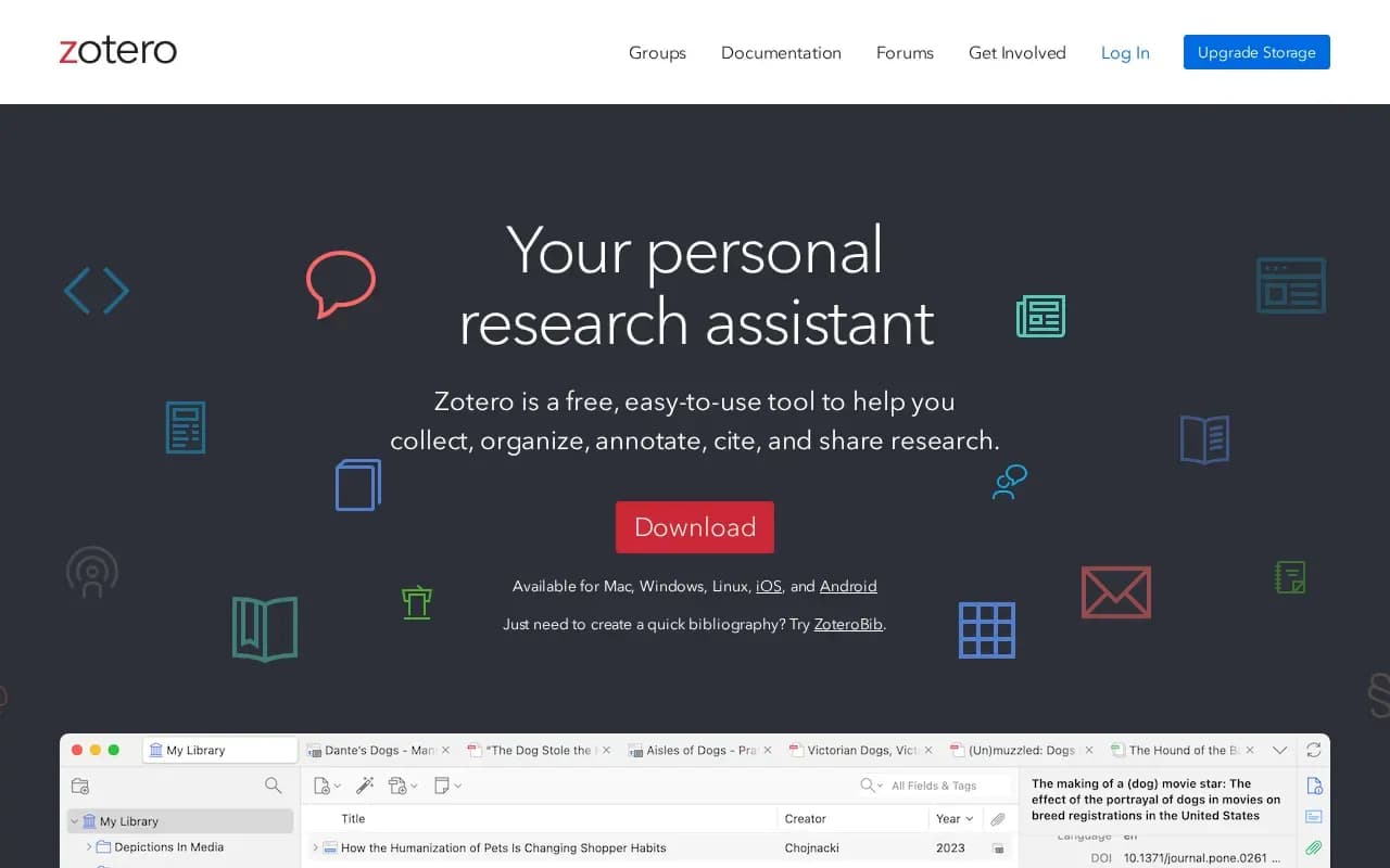 The Zotero website